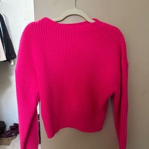 Ribbed Knit Hot Pink Sweater